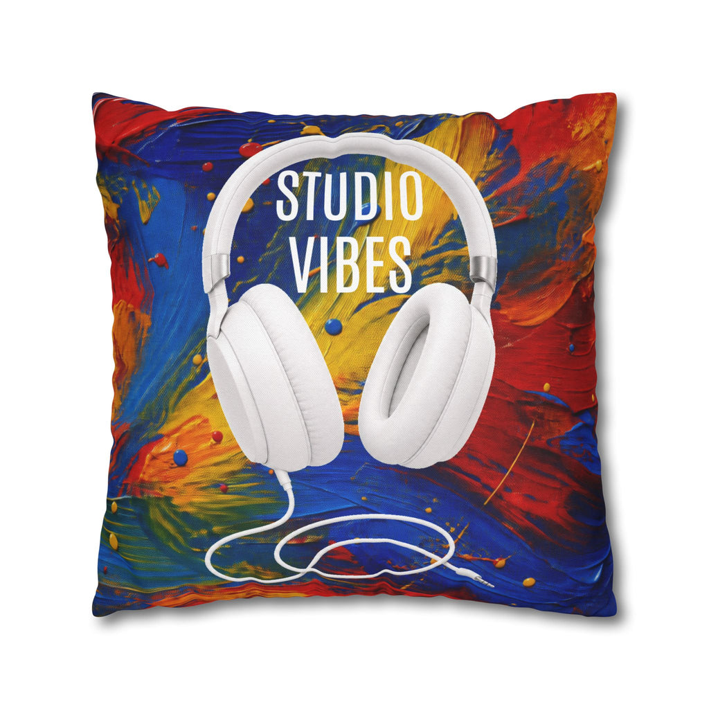 Studio Vibes colorful headphone throw pillow cover