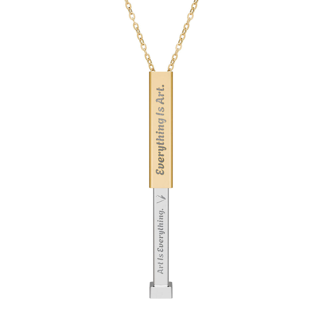 Everything Is Art hidden message bar necklace