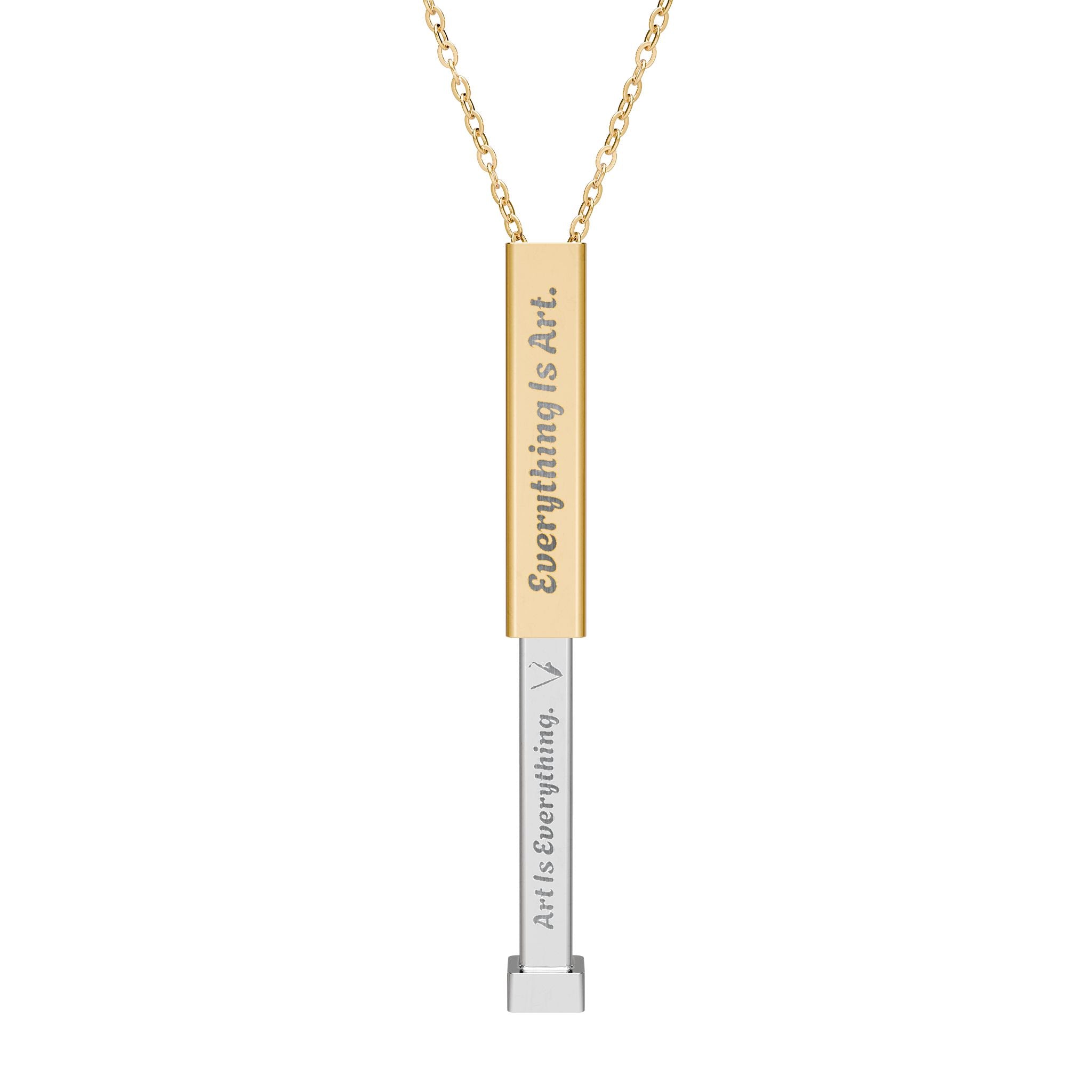 Everything Is Art hidden message bar necklace