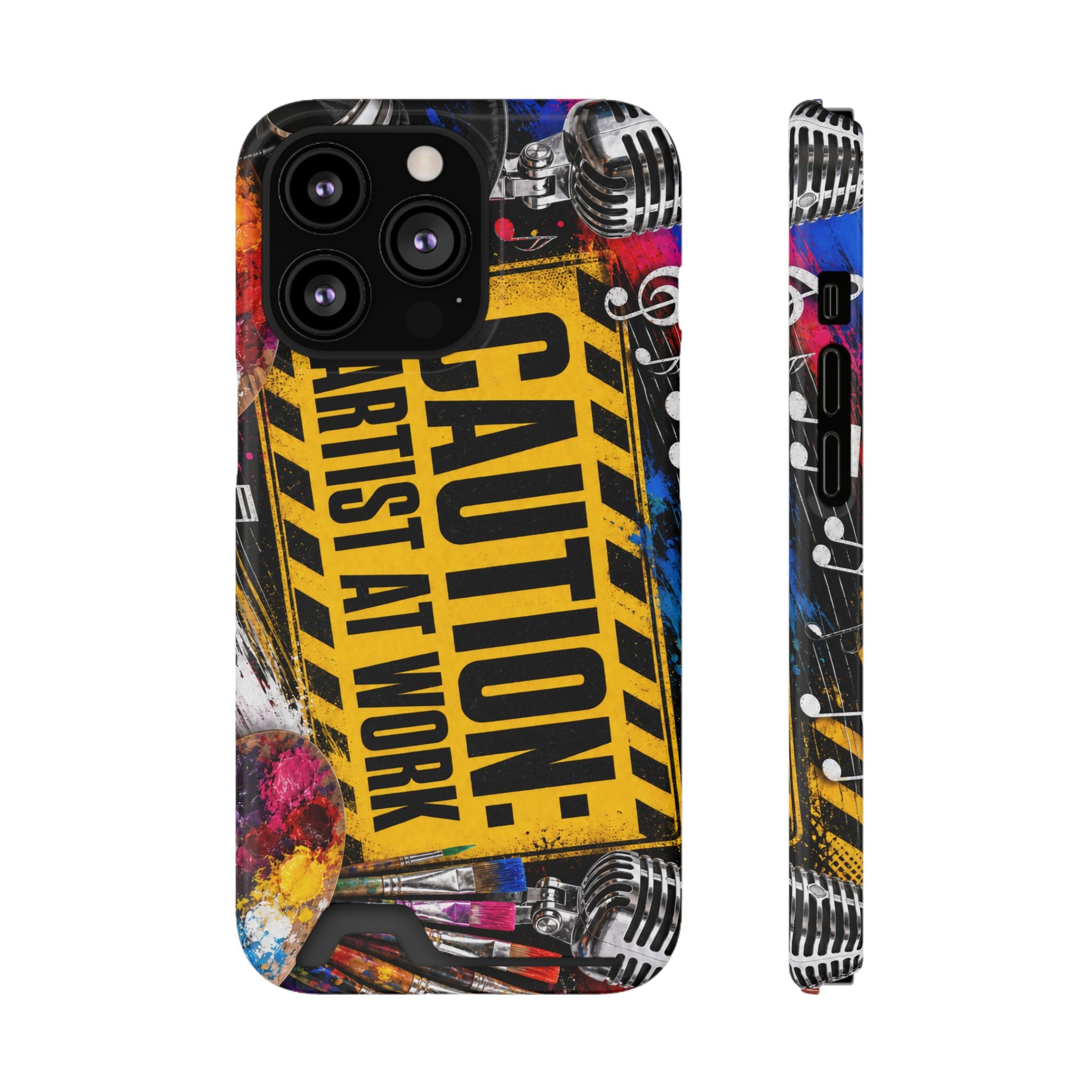 Caution Artist at Work phone case with card holder – view 11