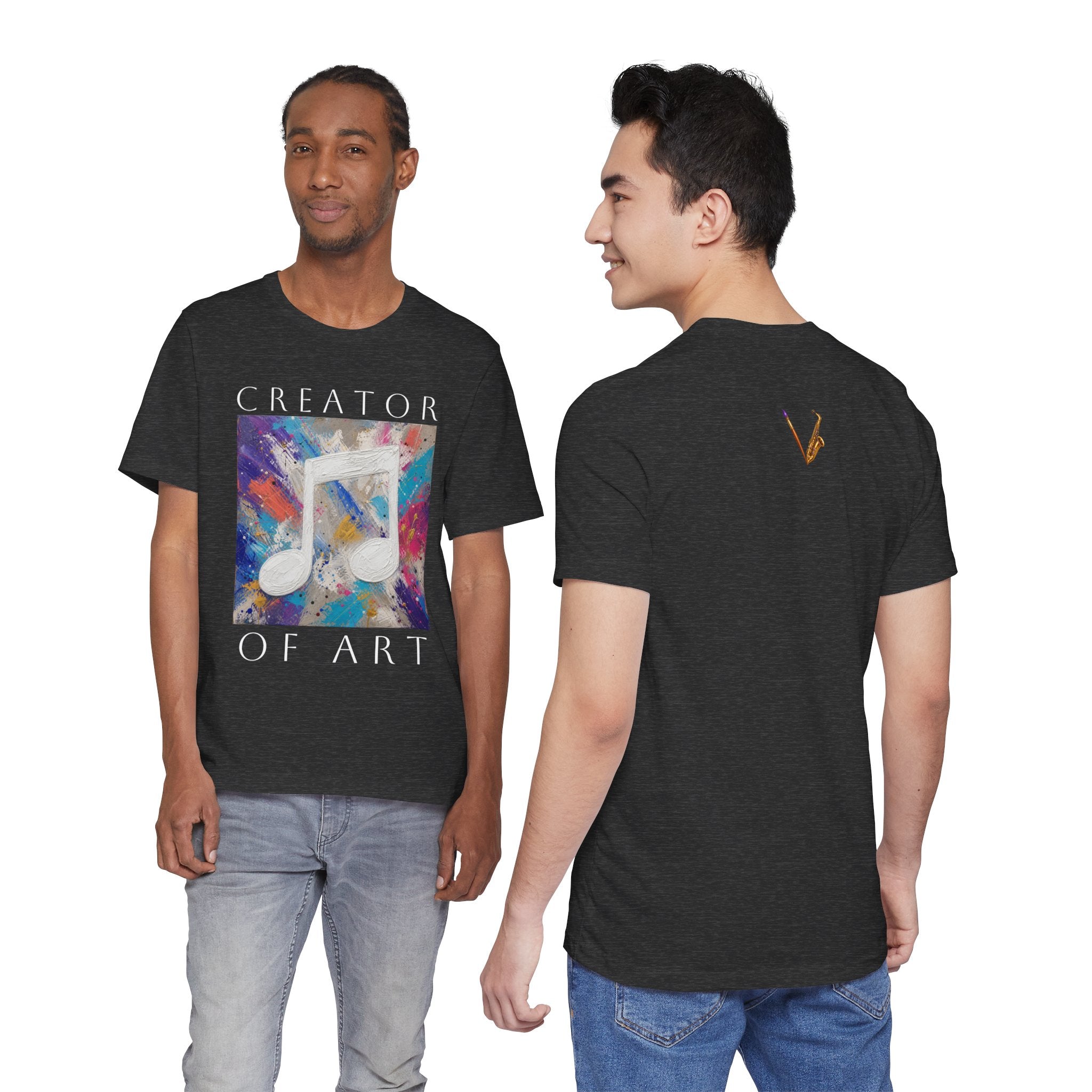 Unisex Creator of Art colorful music note graphic T-shirt – view 49