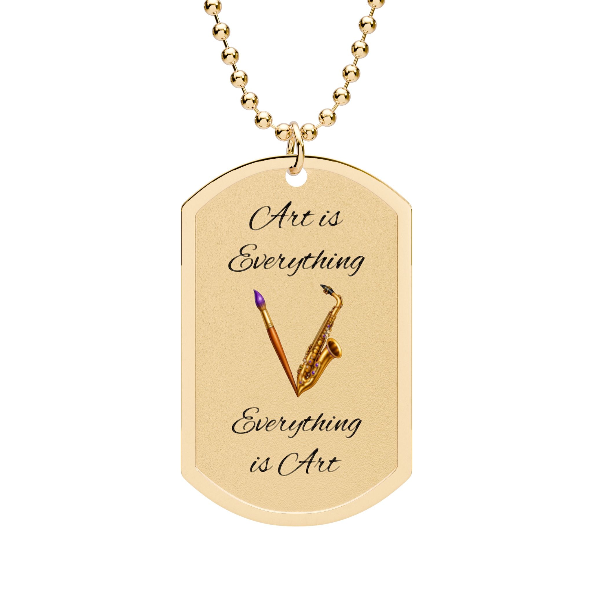 Art Is Everything engraved stainless steel dog tag necklace