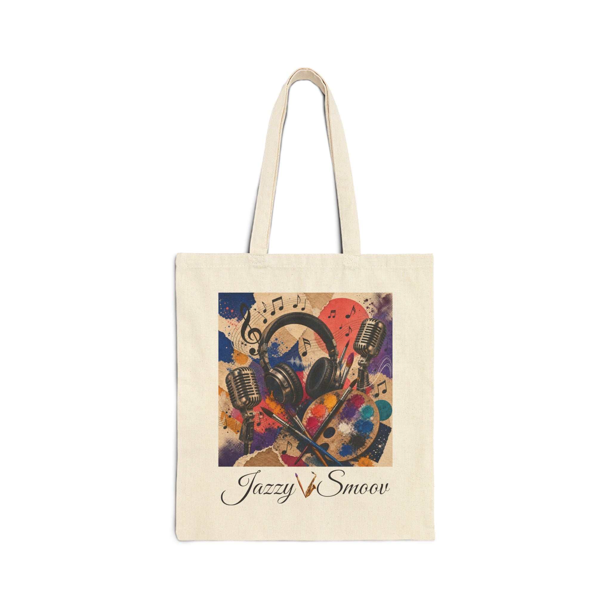 Jazzy and Smooth art and music cotton canvas tote bag