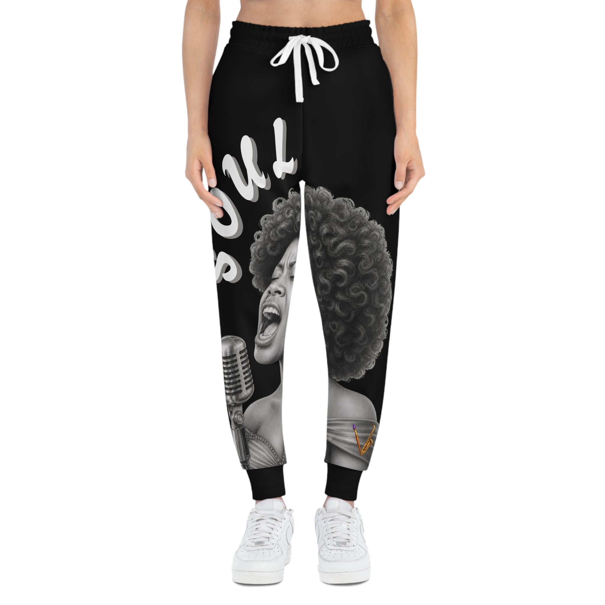 Women’s Soul Singer Black Graphic Joggers – product image 2