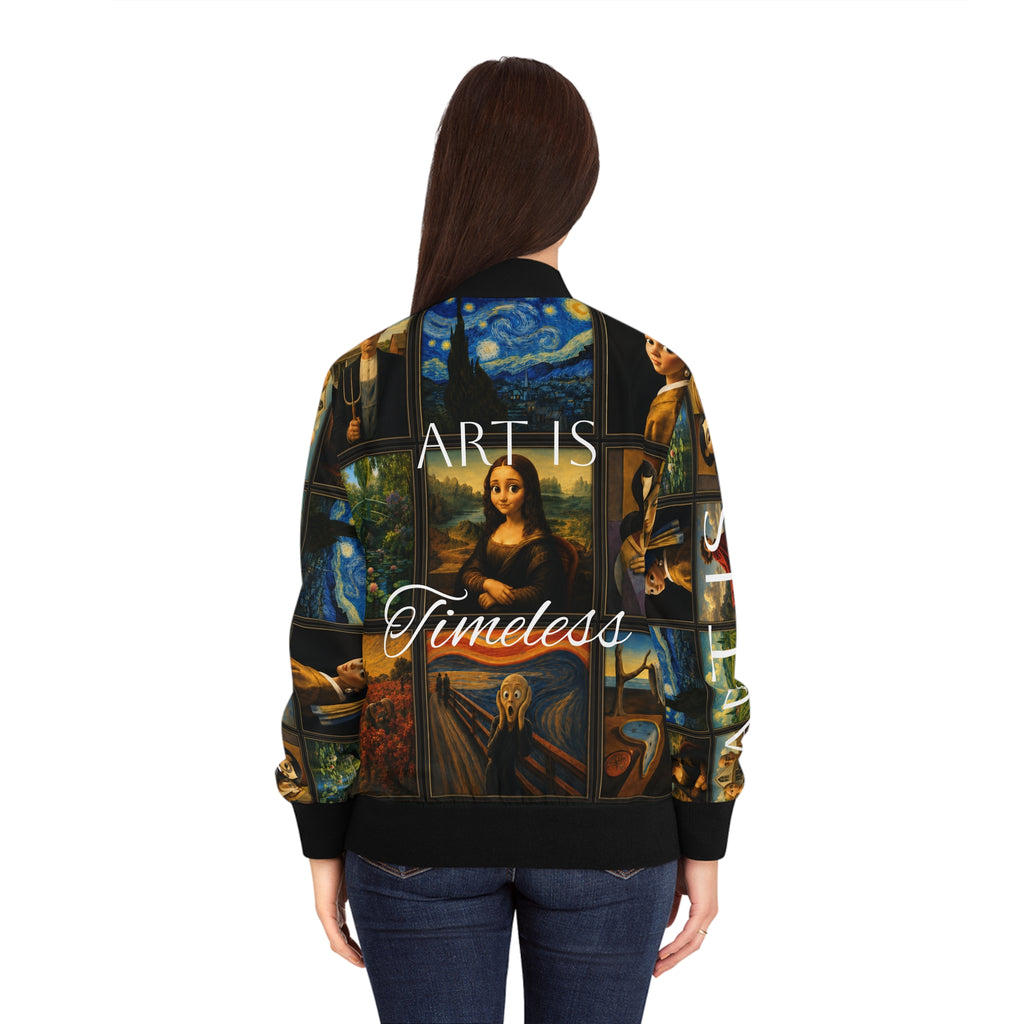 Women’s Art Is Timeless Museum Collage Bomber Jacket – product image 4
