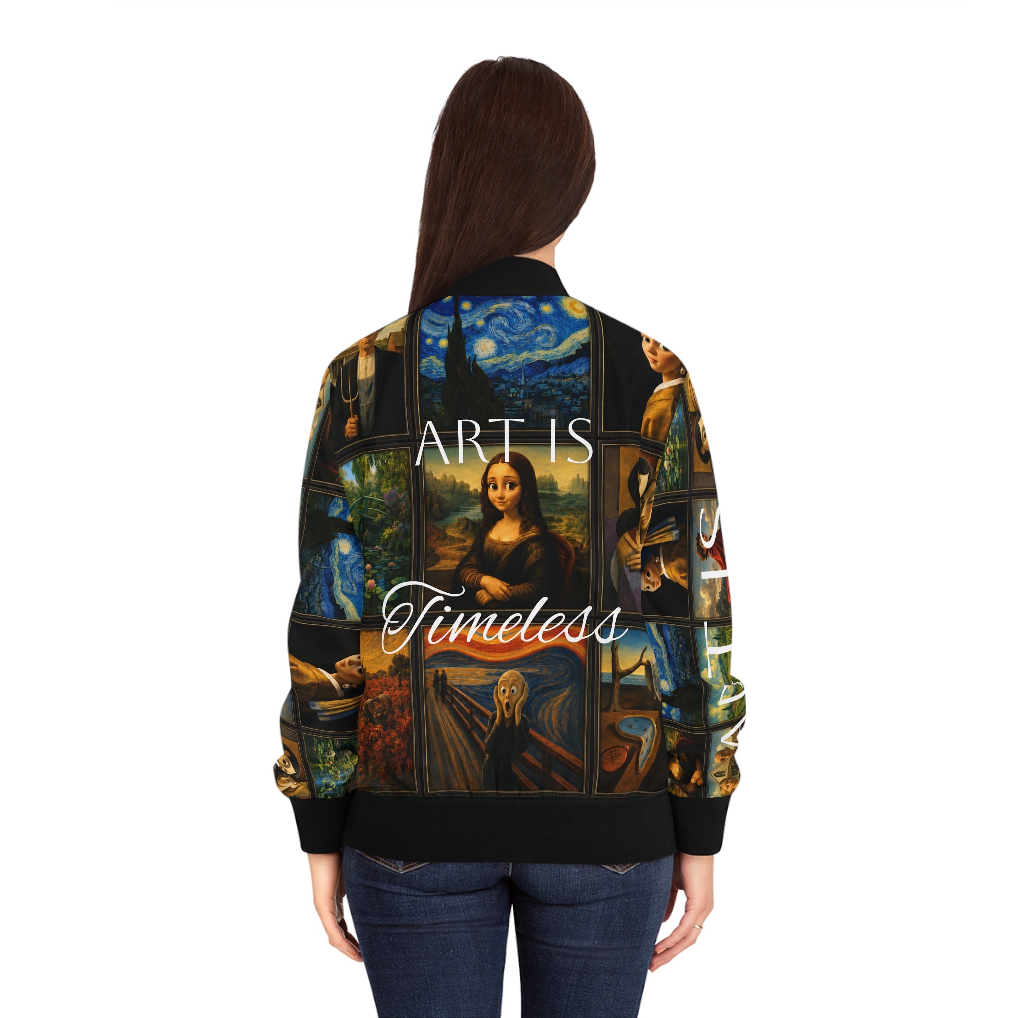 Women’s Art Is Timeless Museum Collage Bomber Jacket – product image 4