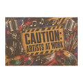 Caution Artists at Work music and art coir doormat