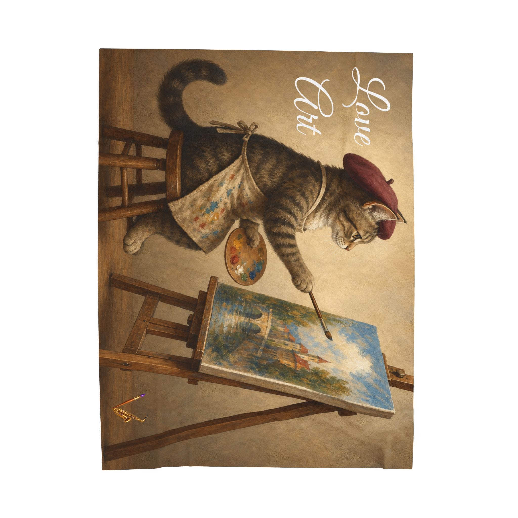 Love Art painter cat velveteen plush blanket
