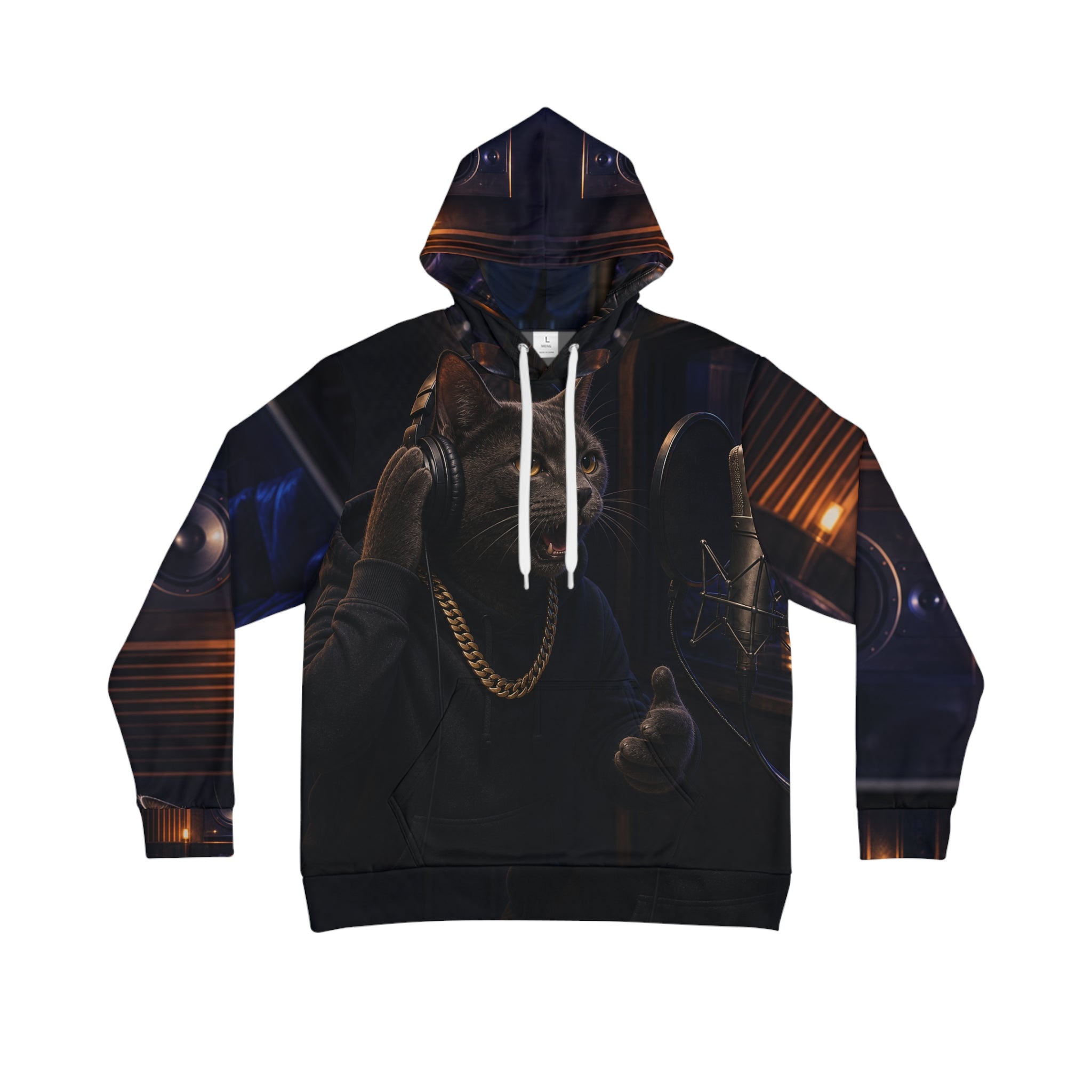 Men’s Cat Rapper Studio Graphic Pullover Hoodie – product image 1