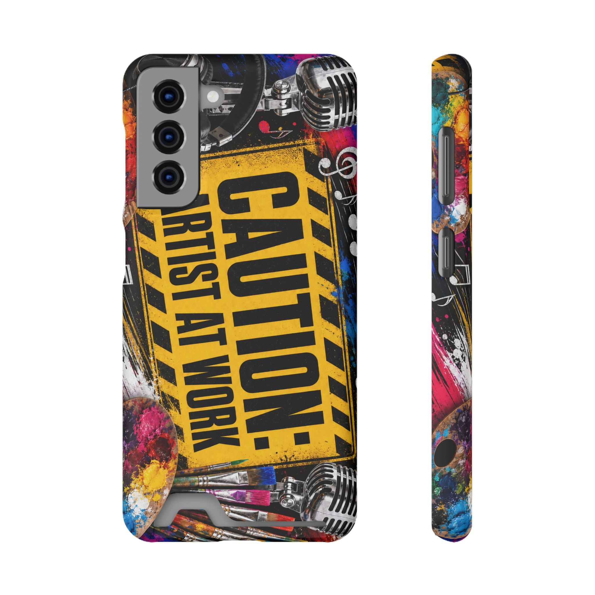Caution Artist at Work phone case with card holder – view 16