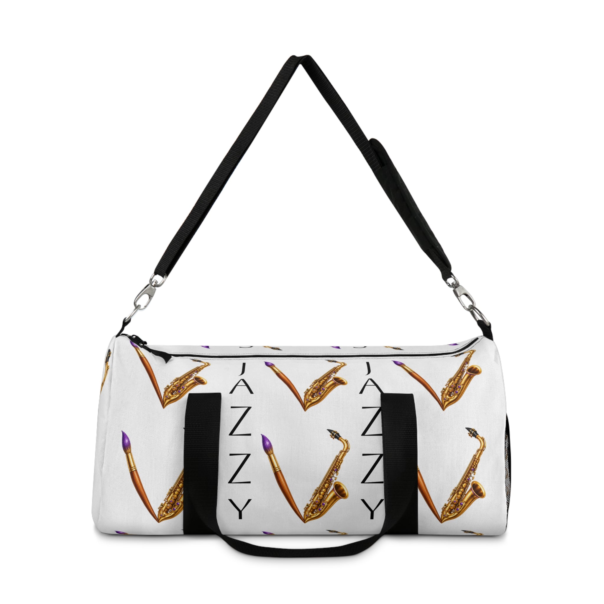 Jazzy Smoov saxophone print duffel bag