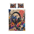 Art and music cotton duvet cover set with headphones and microphones