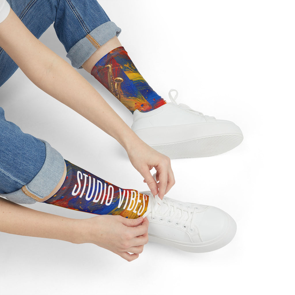 Studio Vibes colorful music headphones crew socks