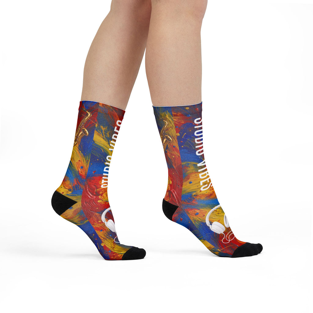 Studio Vibes colorful music headphones crew socks