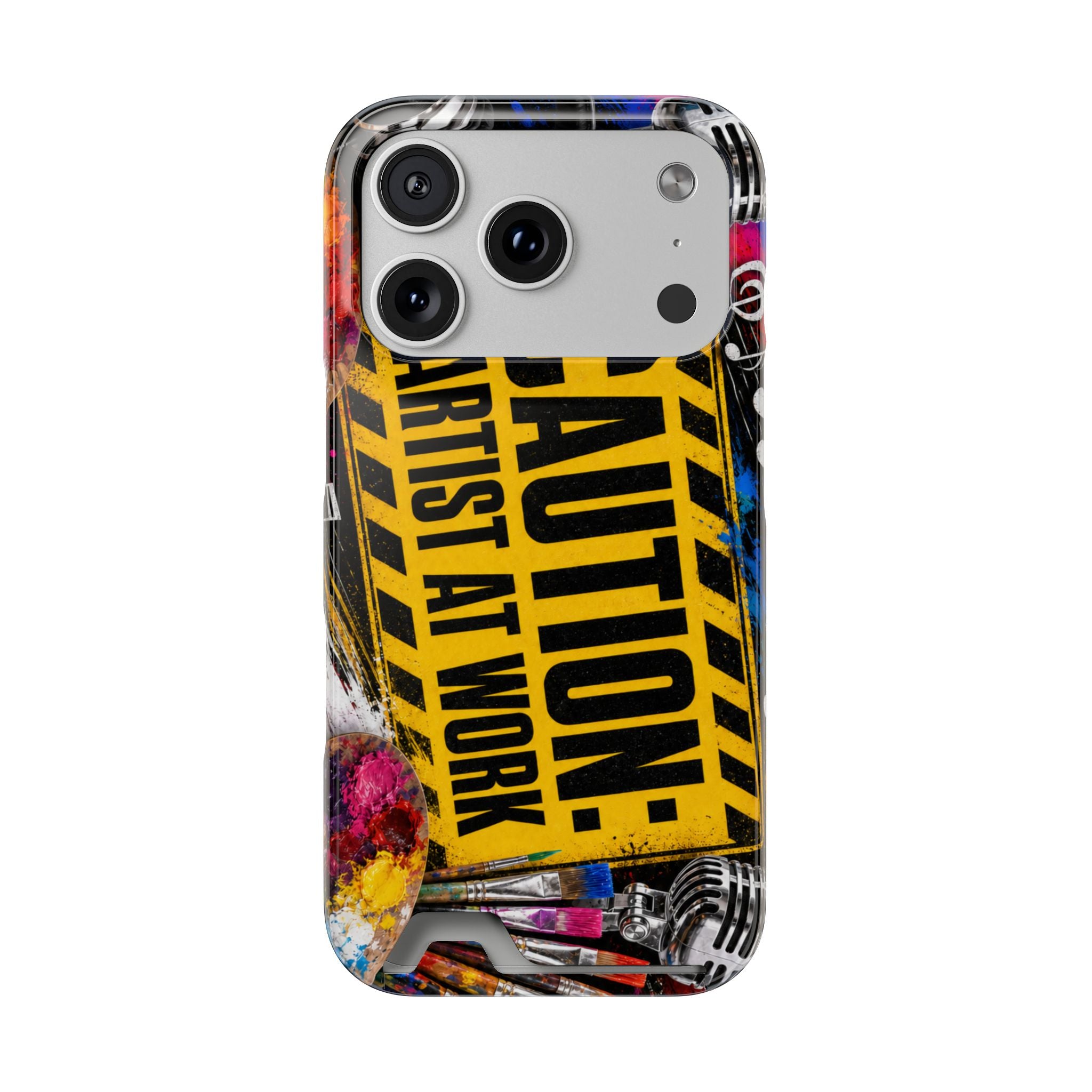 Caution Artist at Work phone case with card holder – view 25