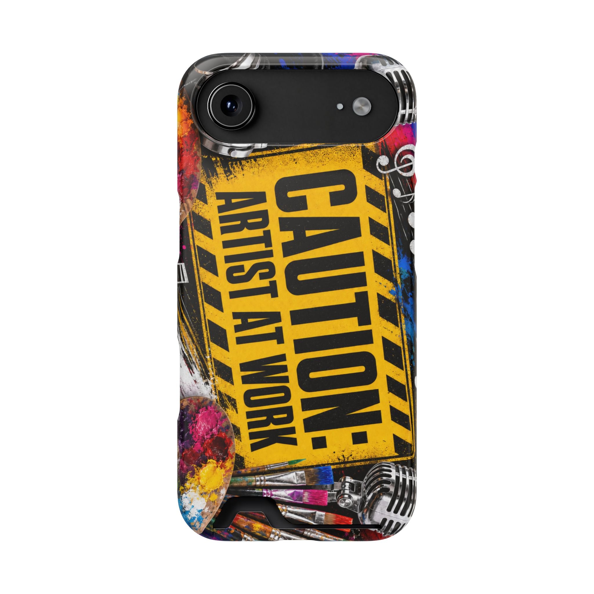 Caution Artist at Work phone case with card holder – view 20