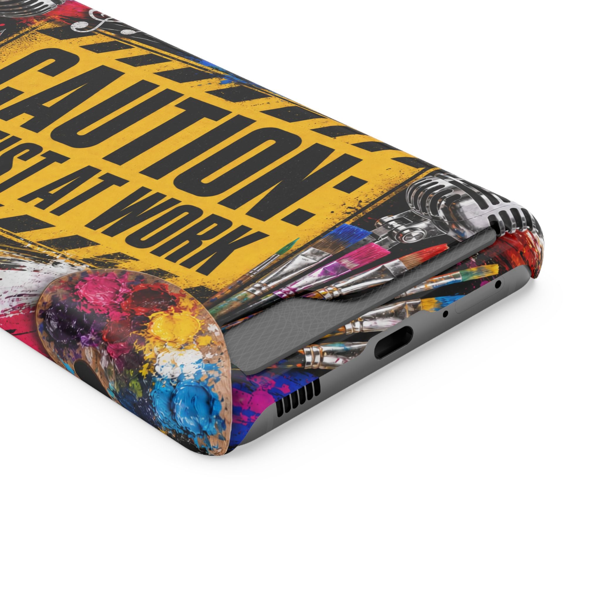 Caution Artist at Work phone case with card holder – view 79