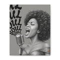 Female soul singer monochrome matte canvas wall art