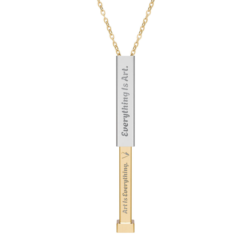 Everything Is Art hidden message bar necklace