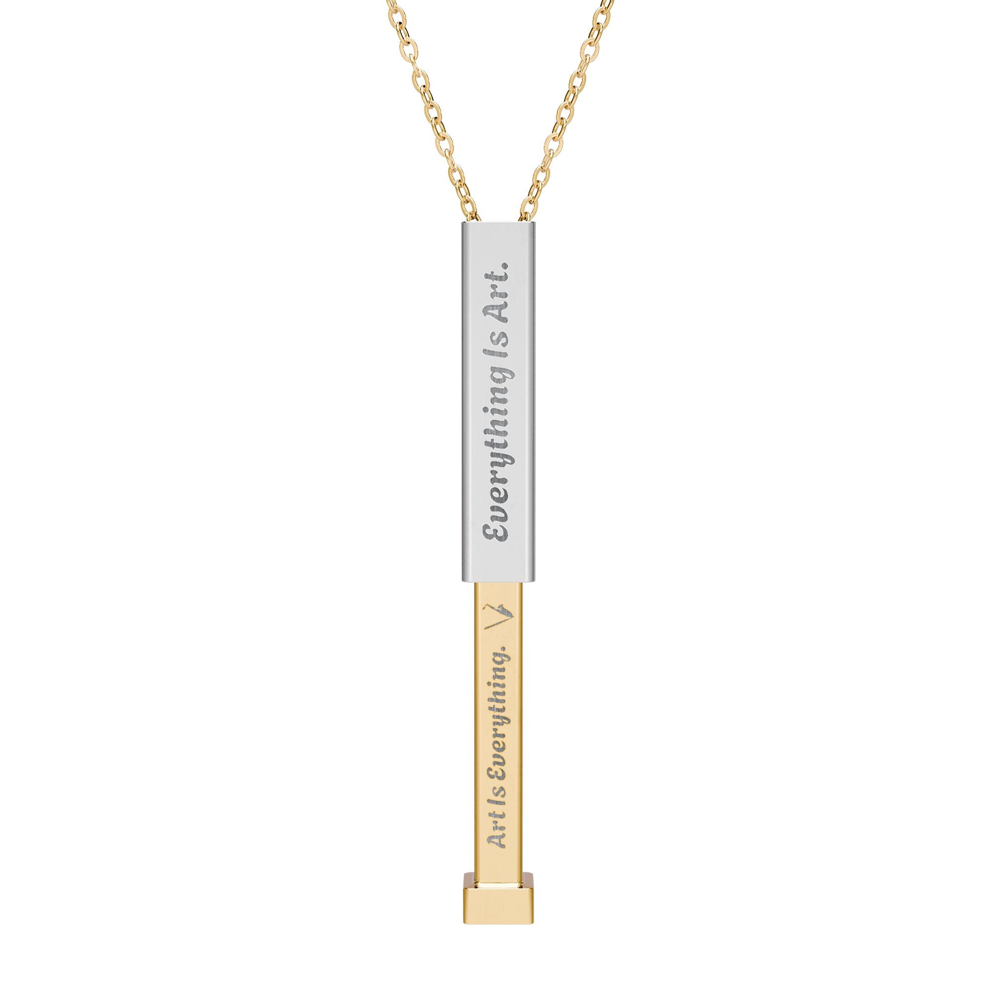 Everything Is Art hidden message bar necklace