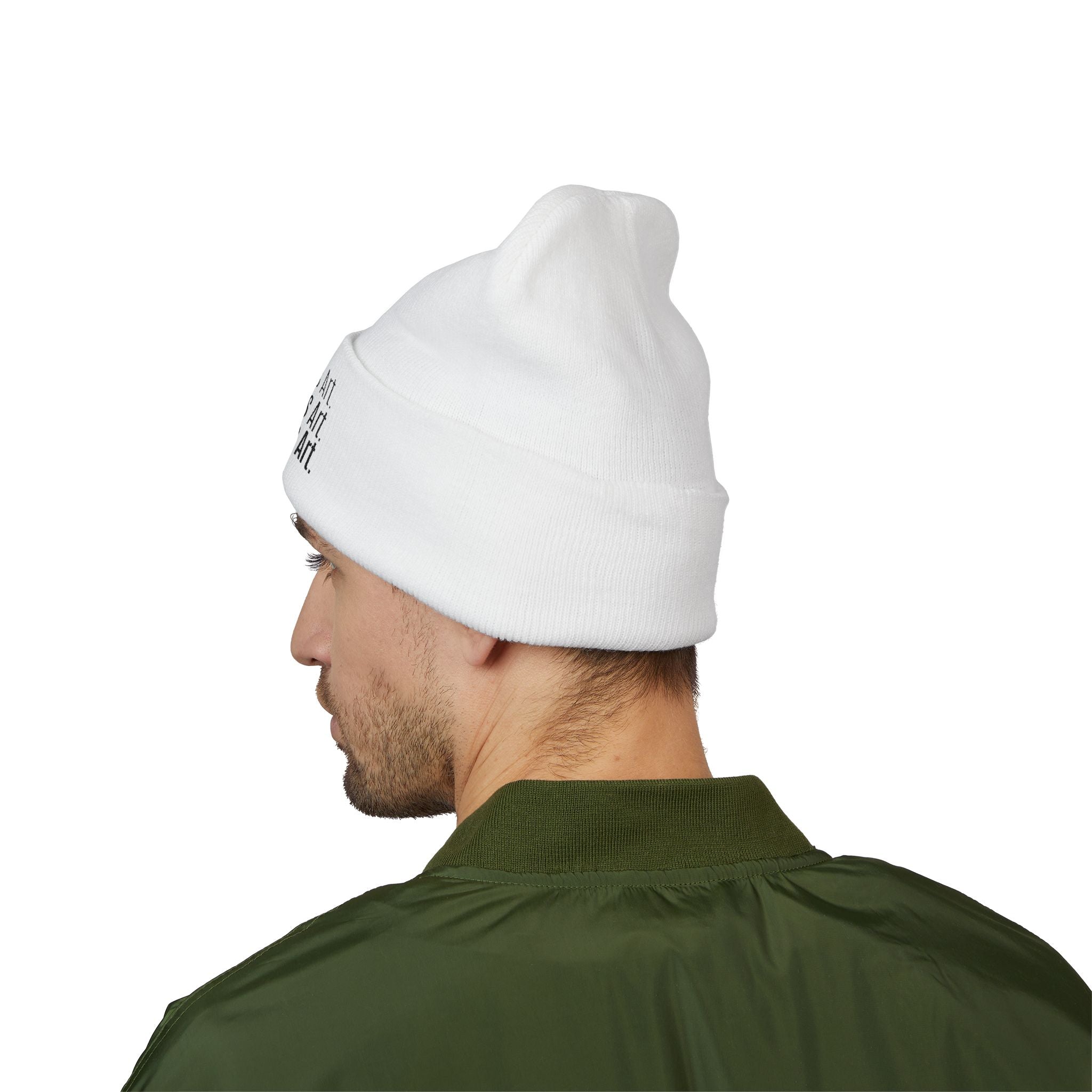 Everything Is Art cuffed beanie with black lettering – view 13
