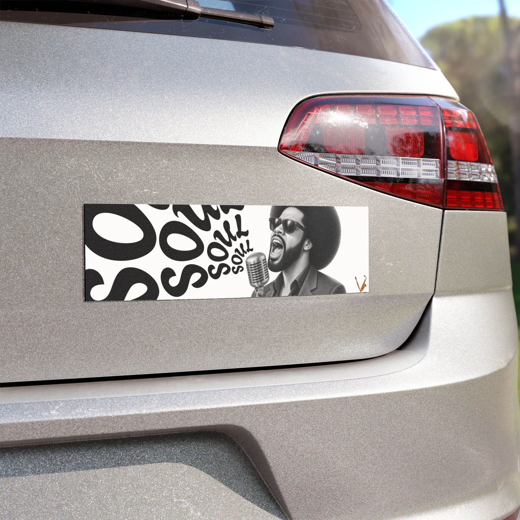 Soul Singer black and white vinyl car magnet – view 9