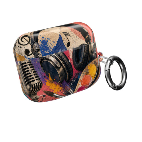 Art and music collage protective AirPods case