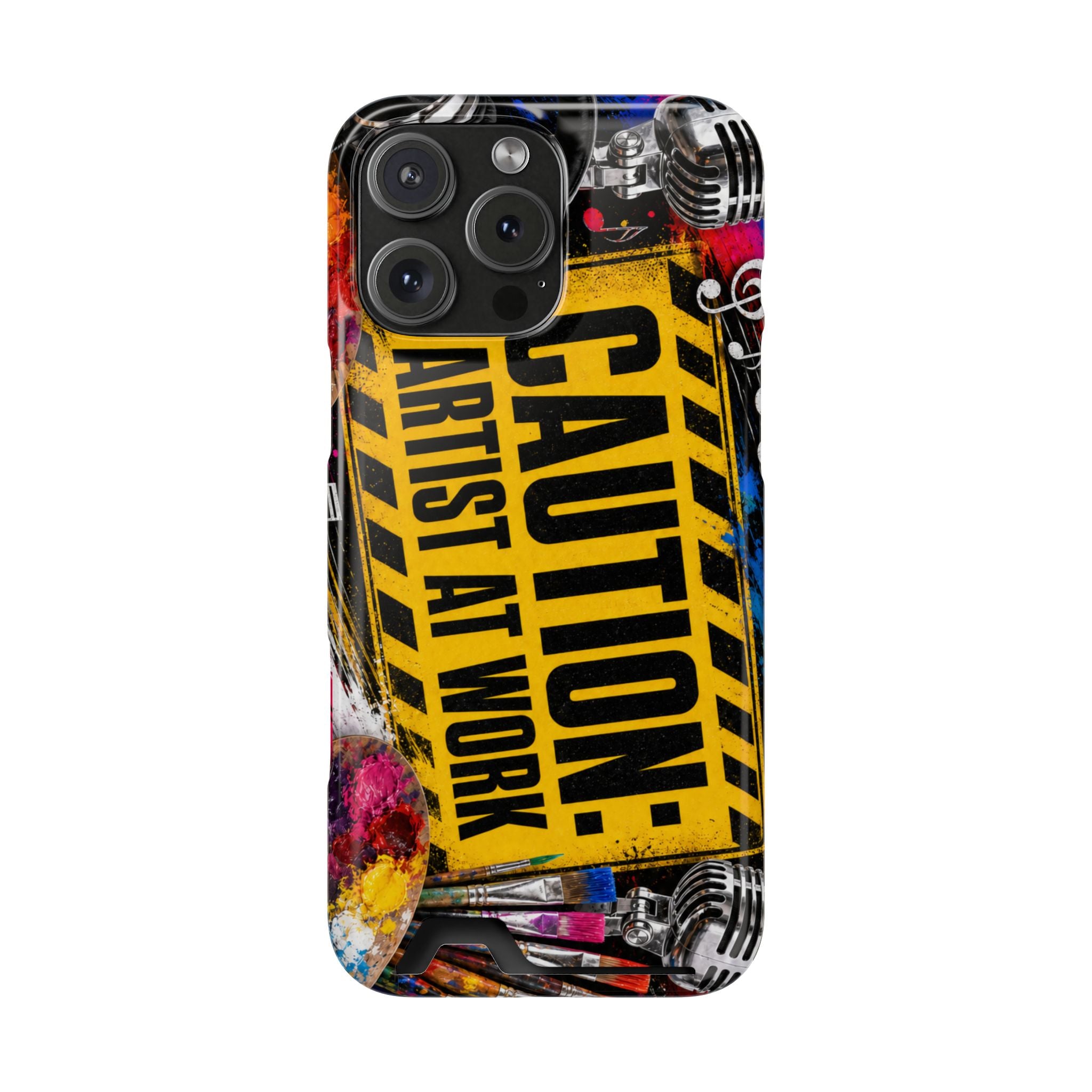 Caution Artist at Work phone case with card holder – view 49