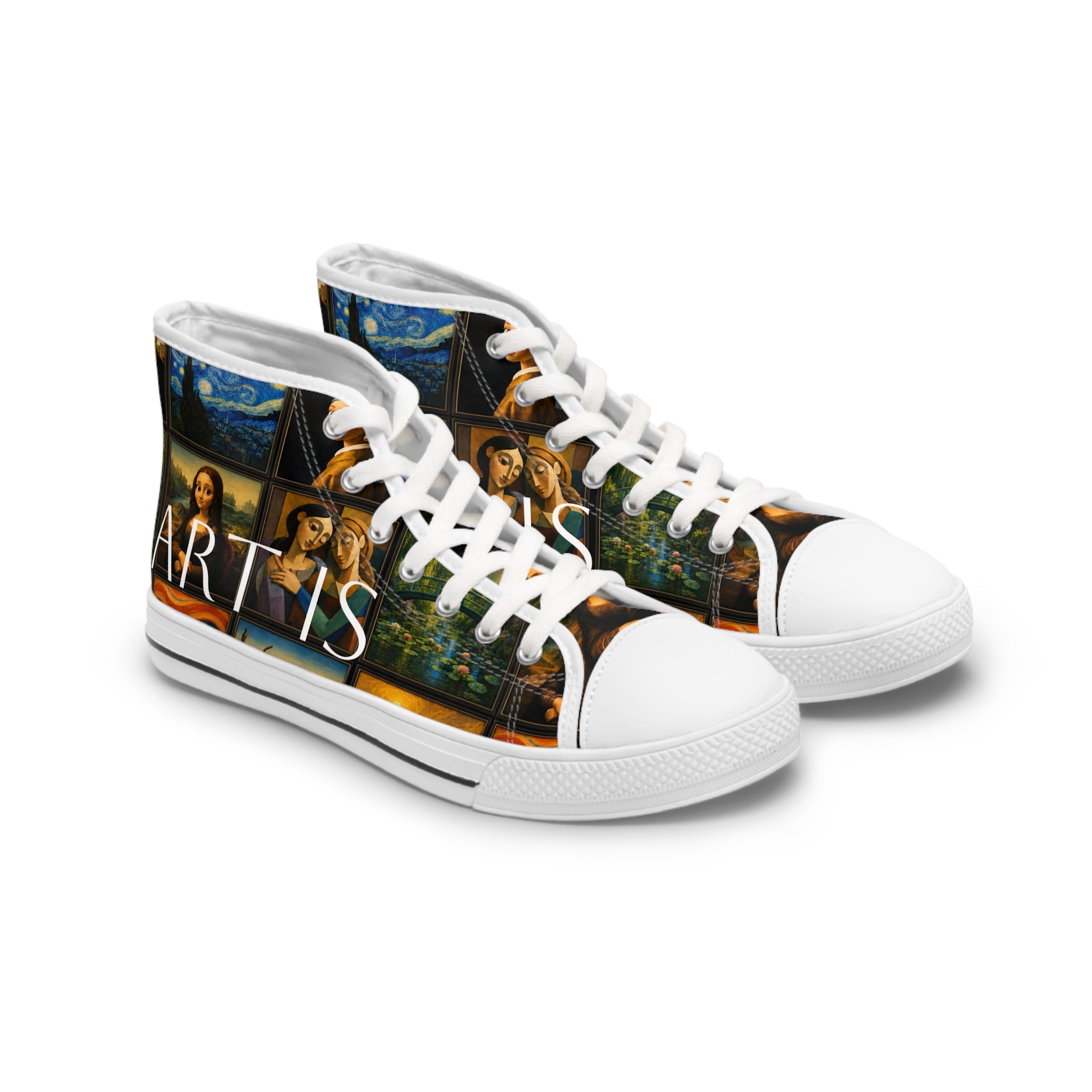 Women’s Art Is Timeless museum collage high-top sneakers