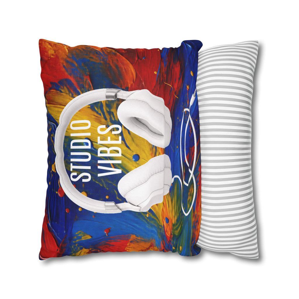 Studio Vibes colorful headphone throw pillow cover