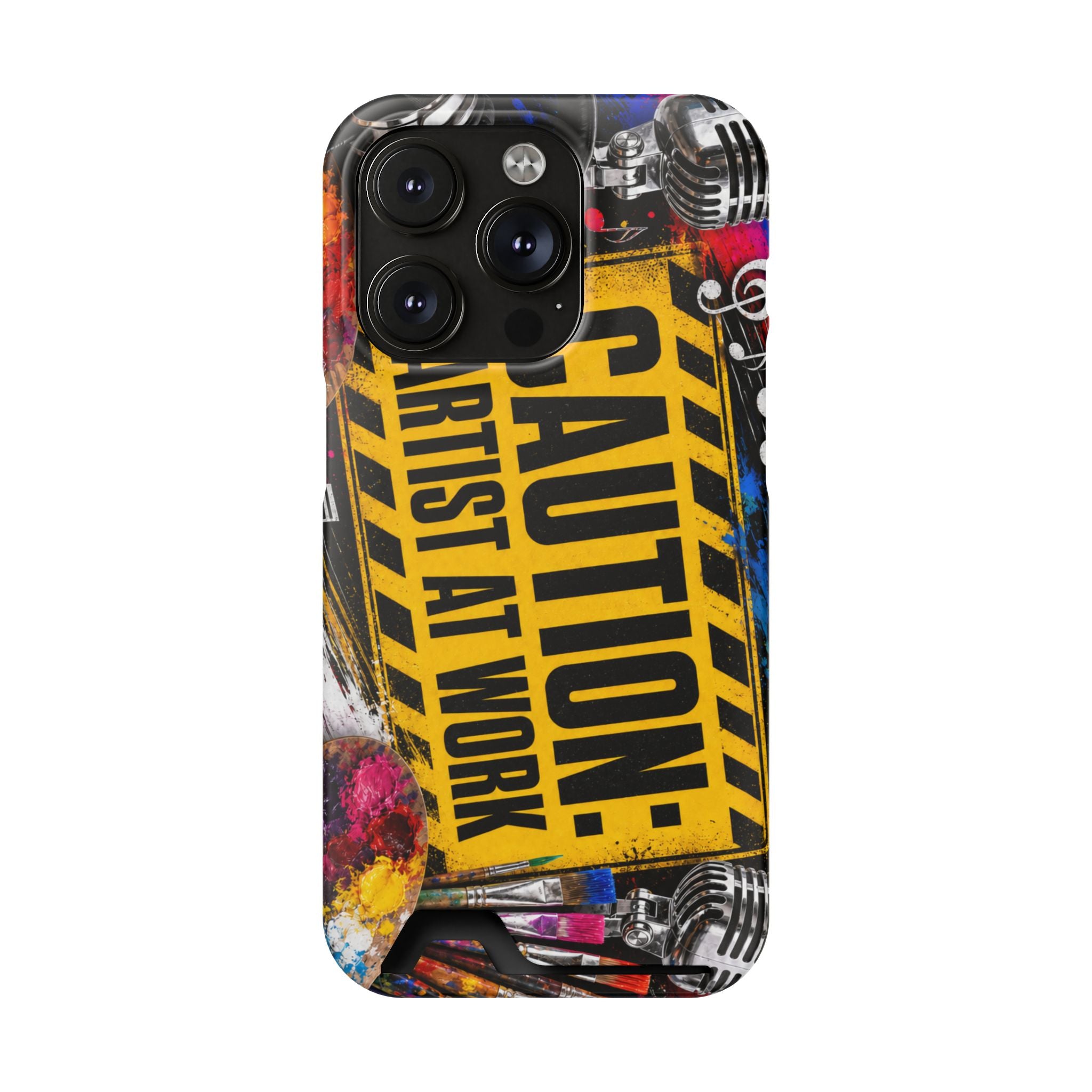Caution Artist at Work phone case with card holder – view 28