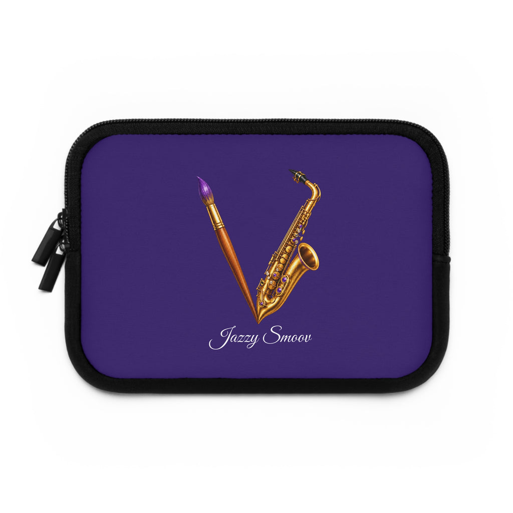 Jazzy Smoov purple saxophone art laptop sleeve
