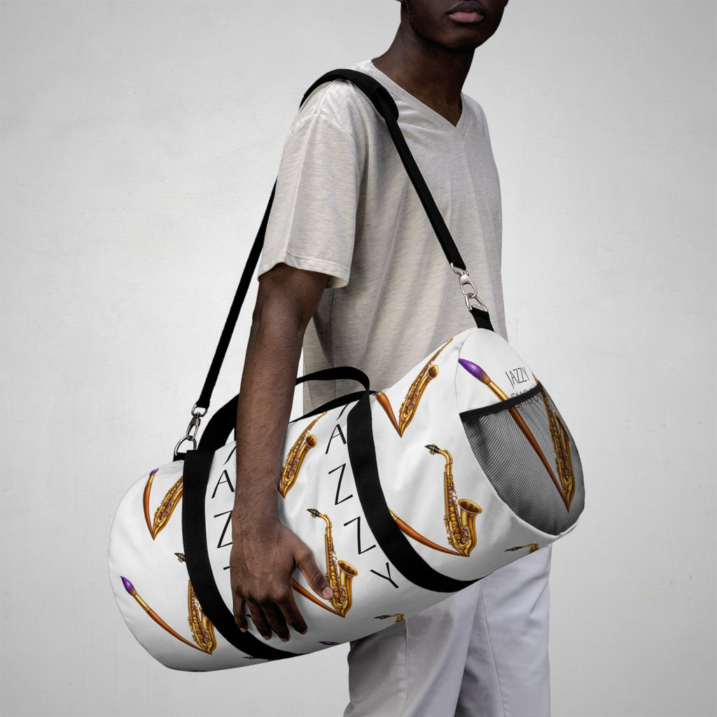 Jazzy Smoov saxophone print duffel bag