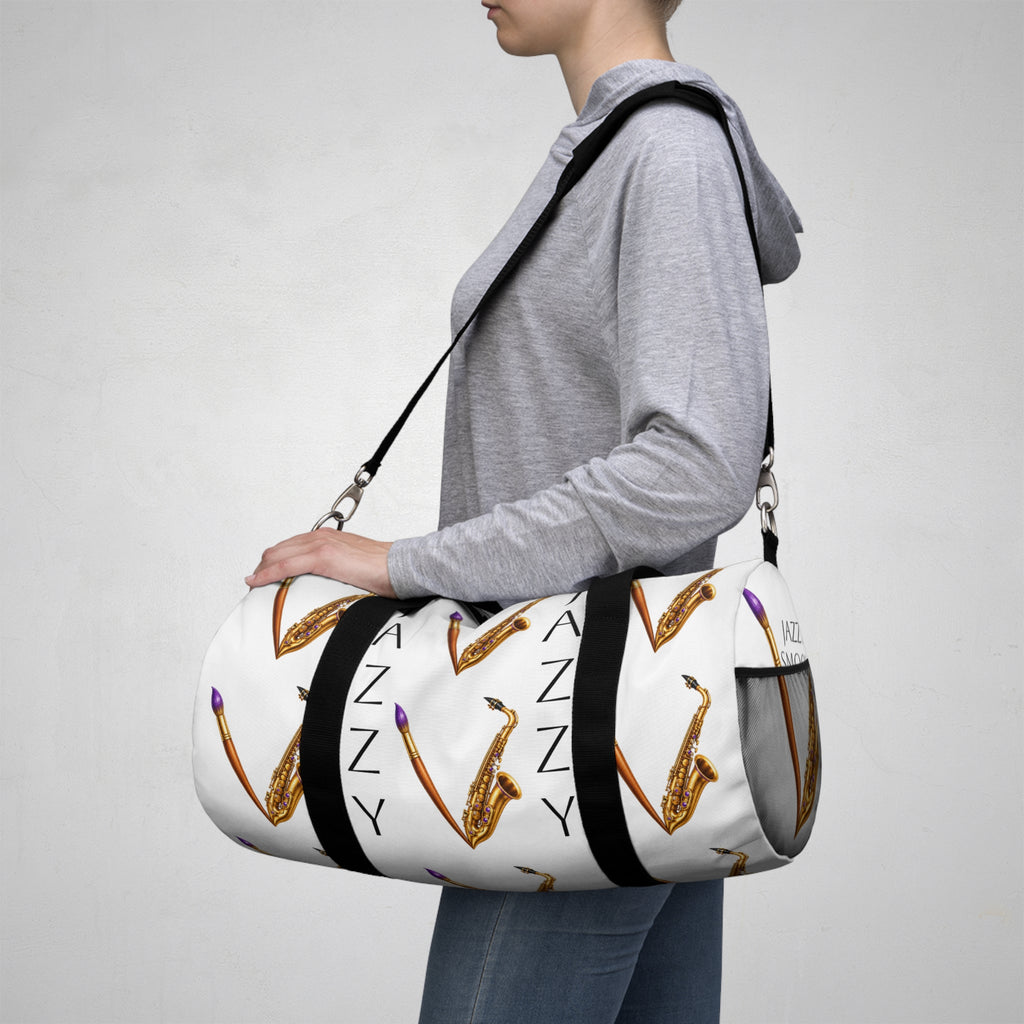 Jazzy Smoov saxophone print duffel bag