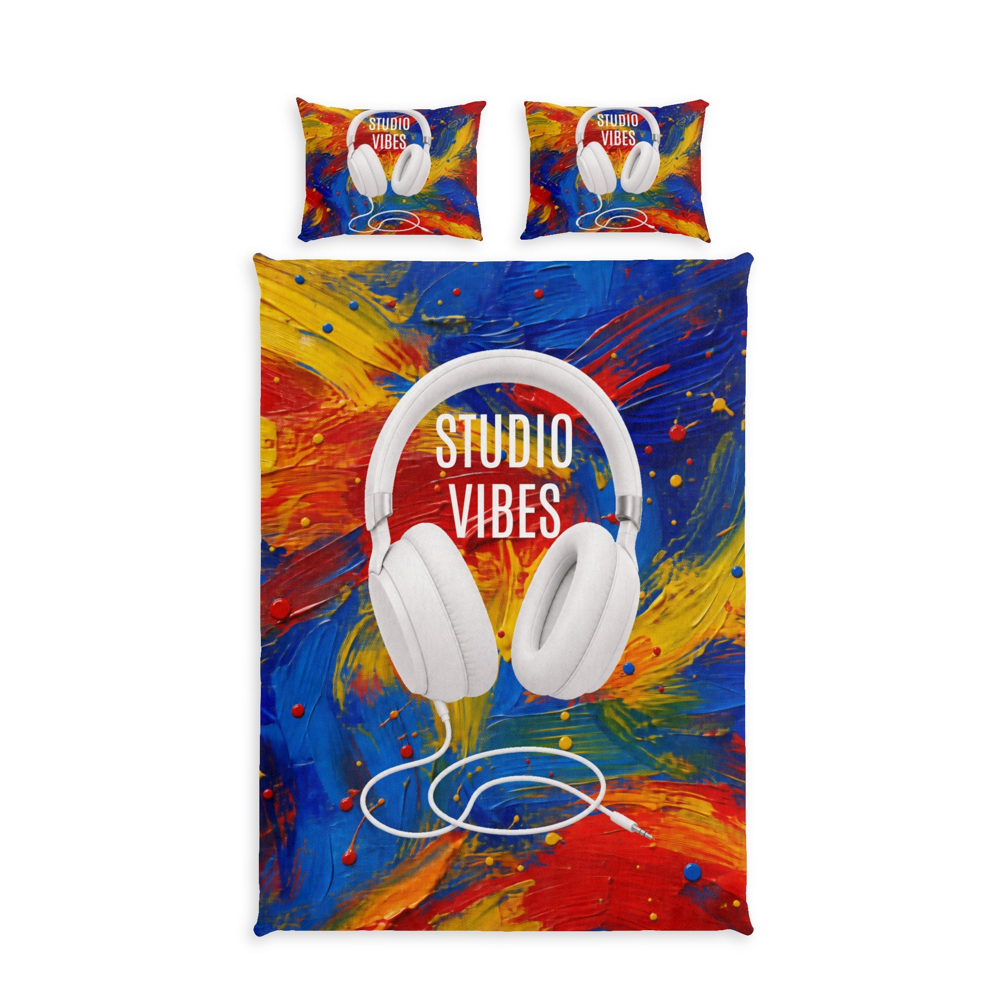 Studio Vibes colorful headphone cotton duvet cover set