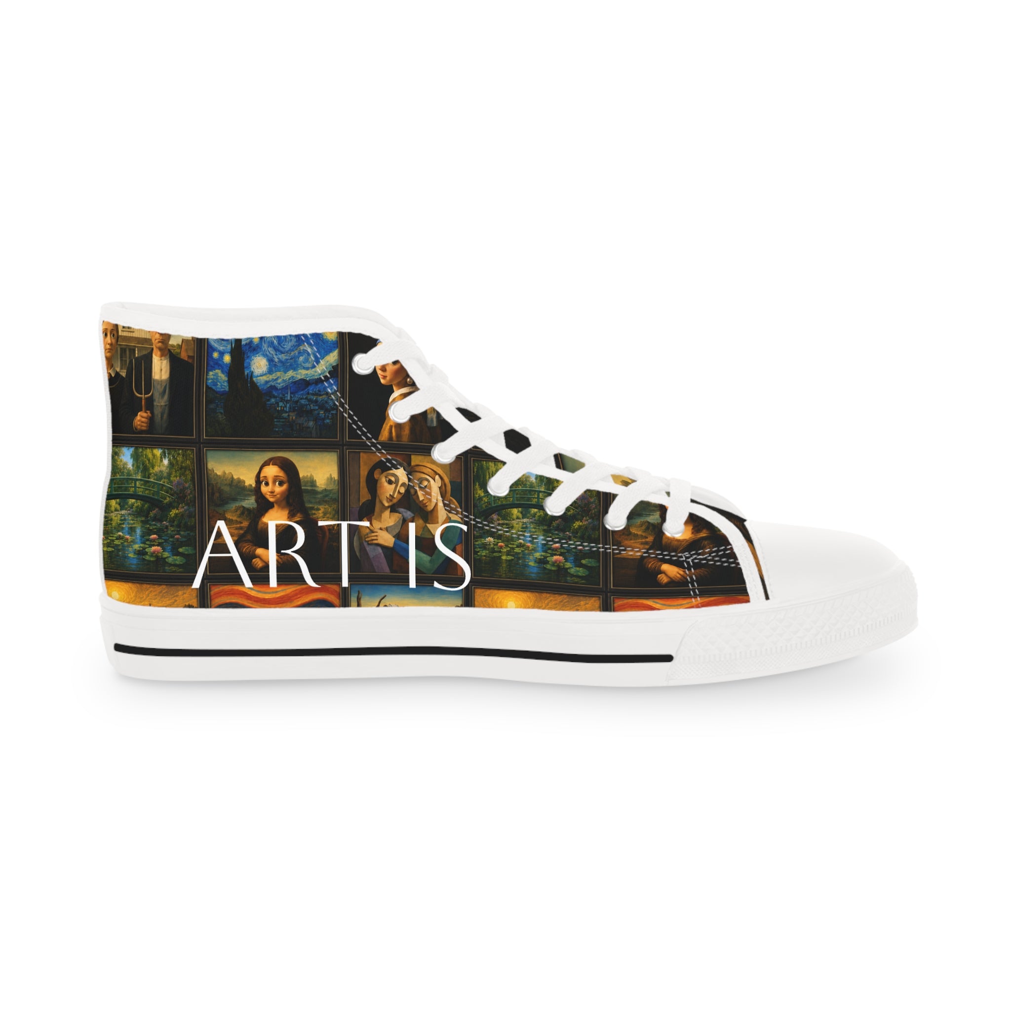 Men’s Art Is Timeless museum collage high-top sneakers