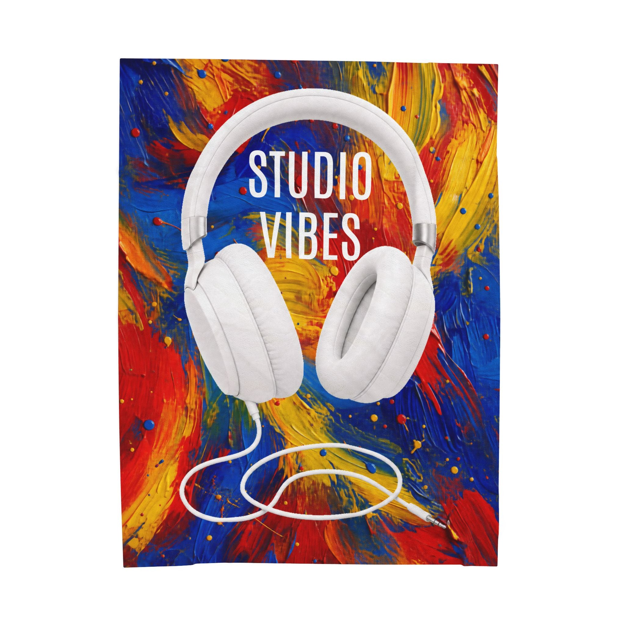 Studio Vibes colorful headphone velveteen plush blanket
