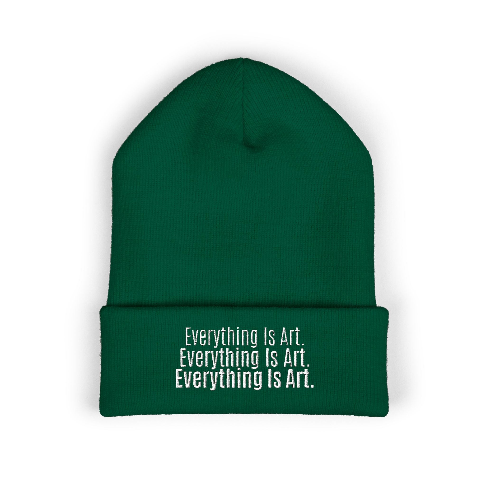 Everything Is Art cuffed beanie with white lettering – view 3
