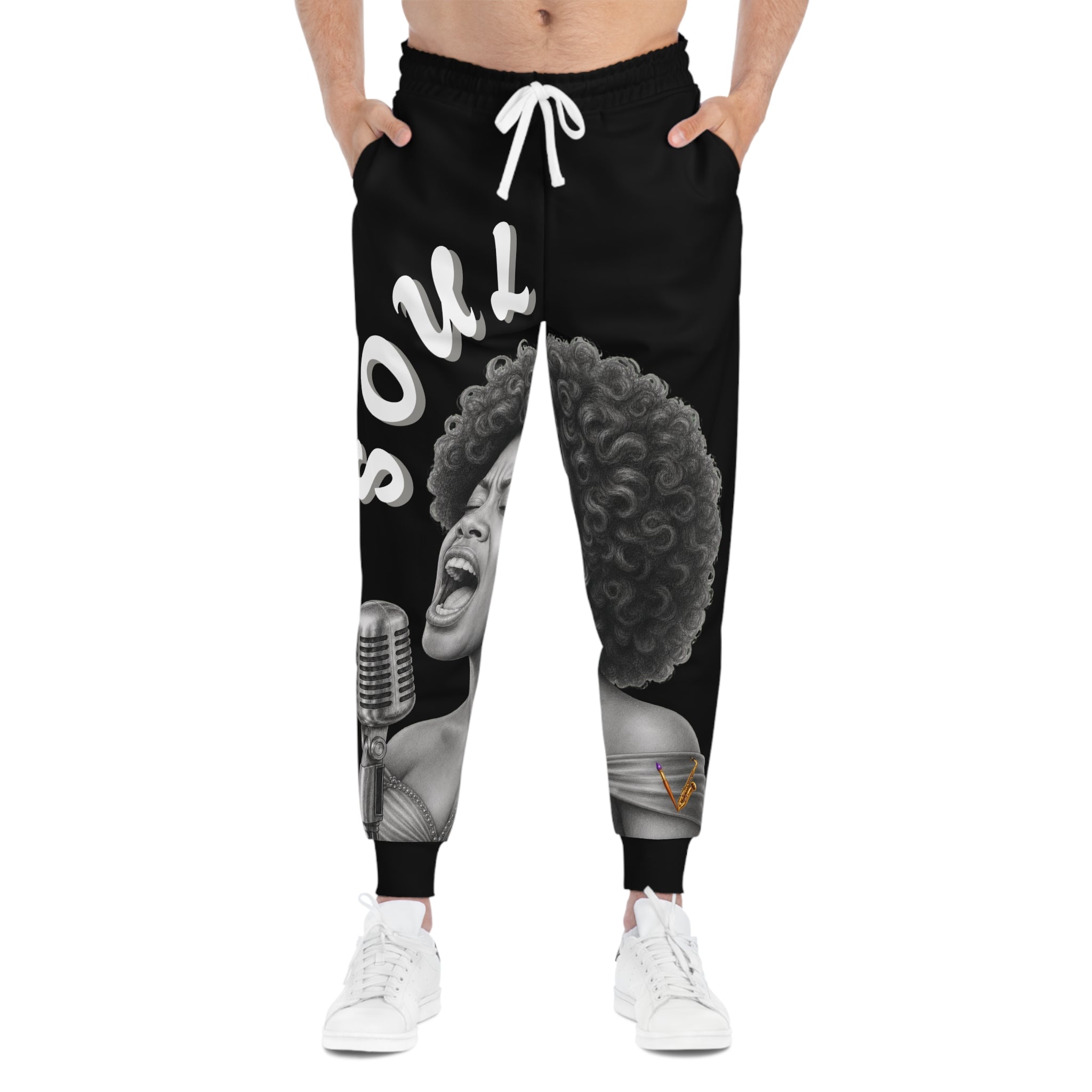 Women’s Soul Singer Black Graphic Joggers – product image 4