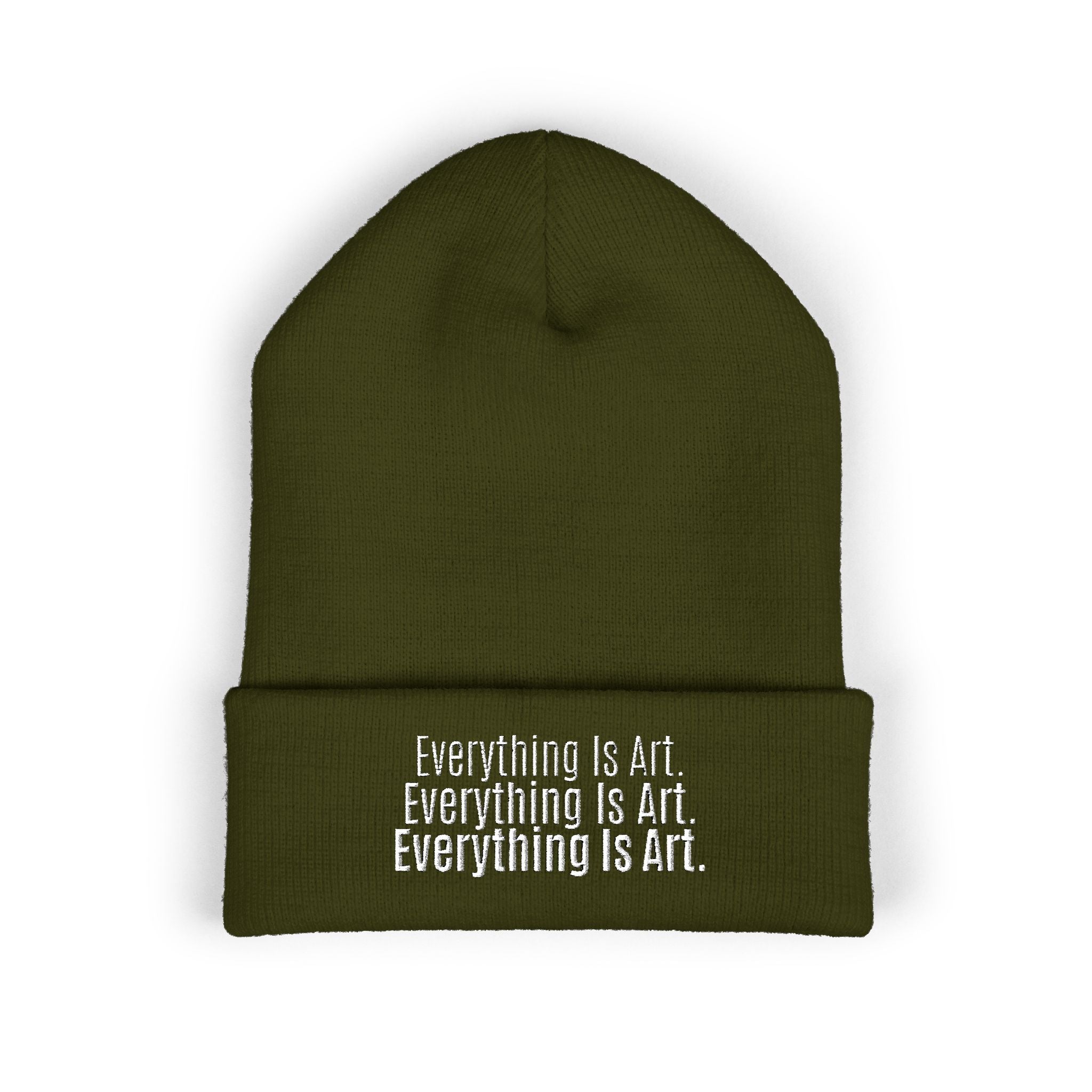 Everything Is Art cuffed beanie with white lettering – view 2