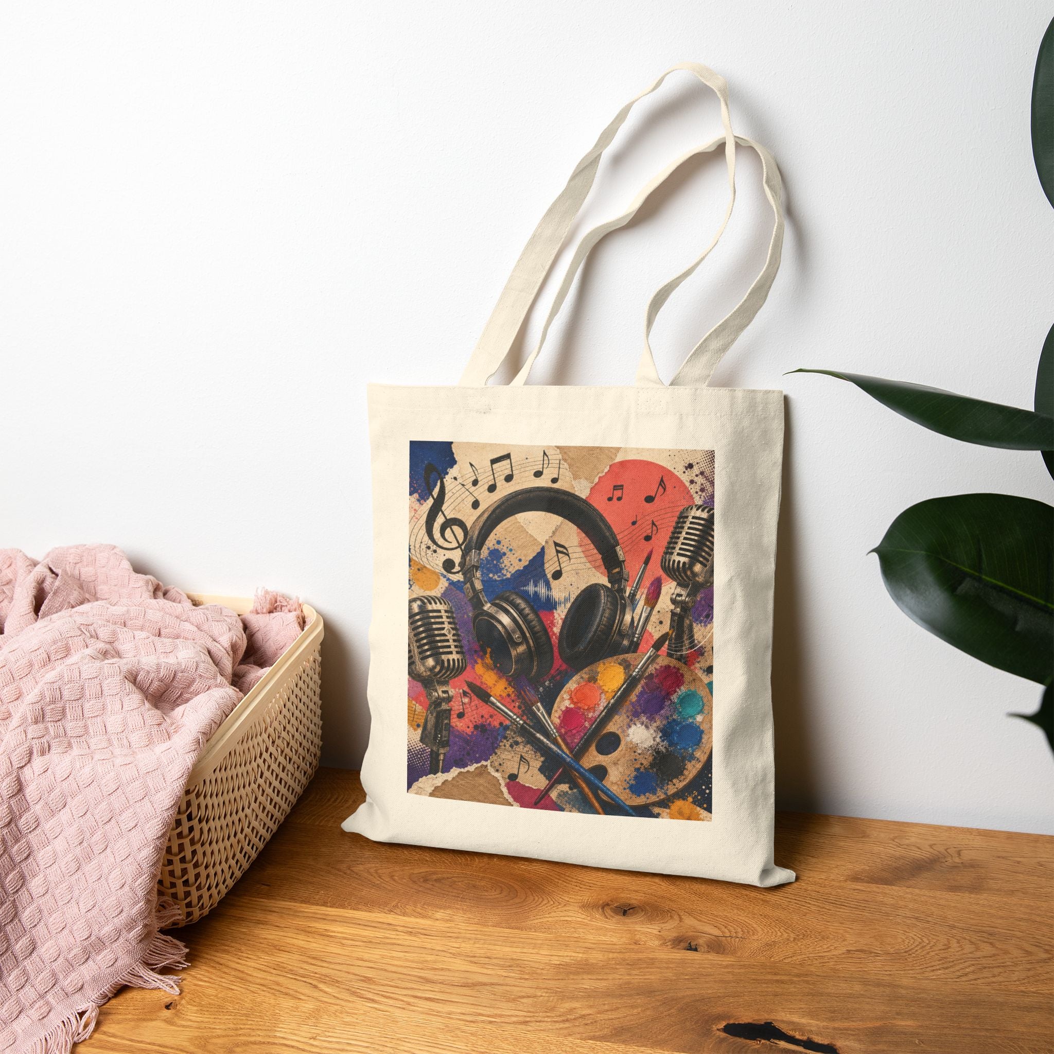 Jazzy and Smooth art and music cotton canvas tote bag