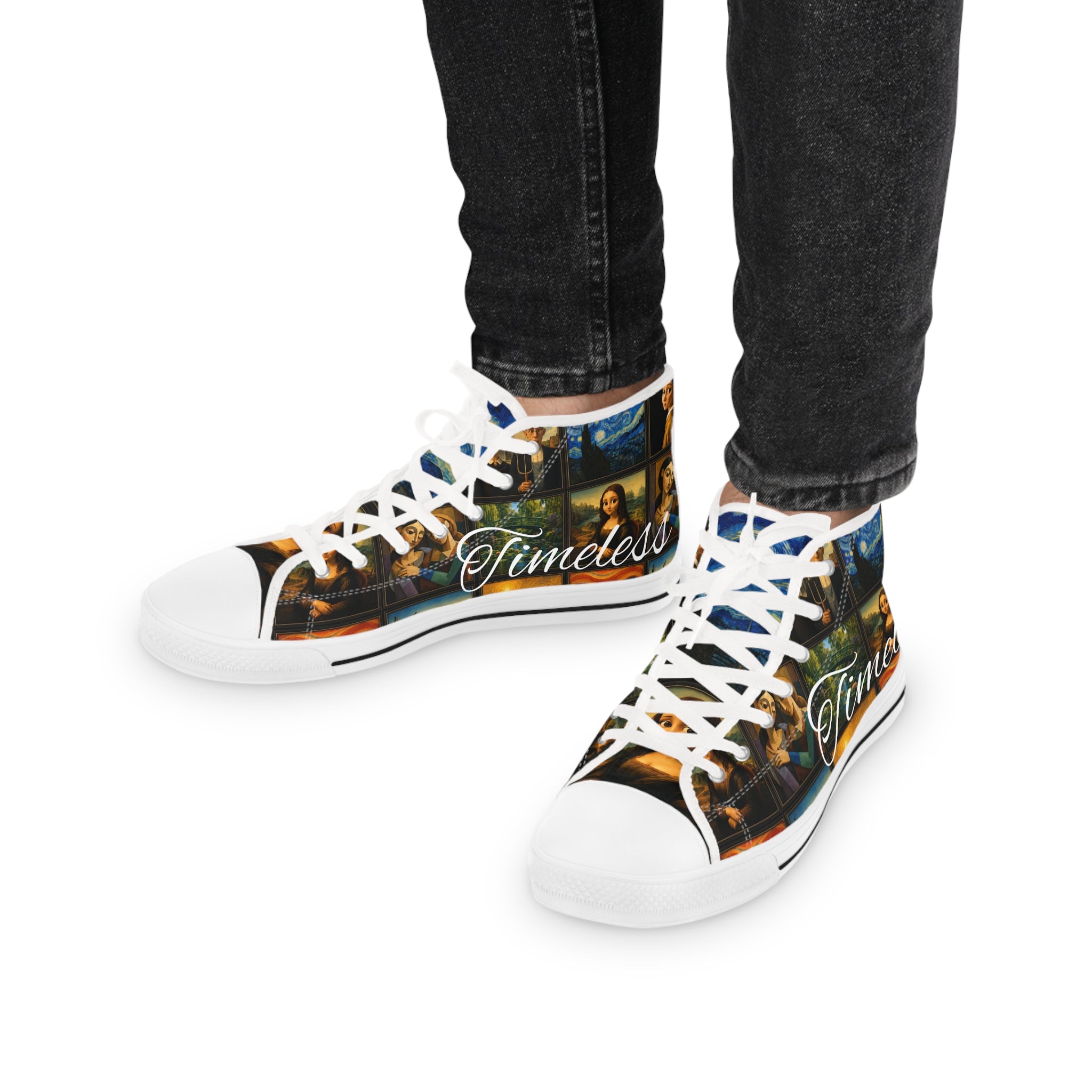 Men’s Art Is Timeless museum collage high-top sneakers
