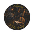 Welcome to the Lounge dog and cat round area rug
