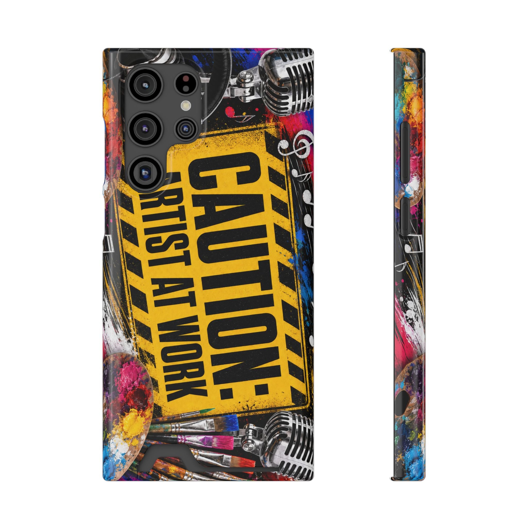 Caution Artist at Work phone case with card holder – view 5
