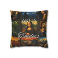 Art Is Timeless museum collage faux suede pillow cover