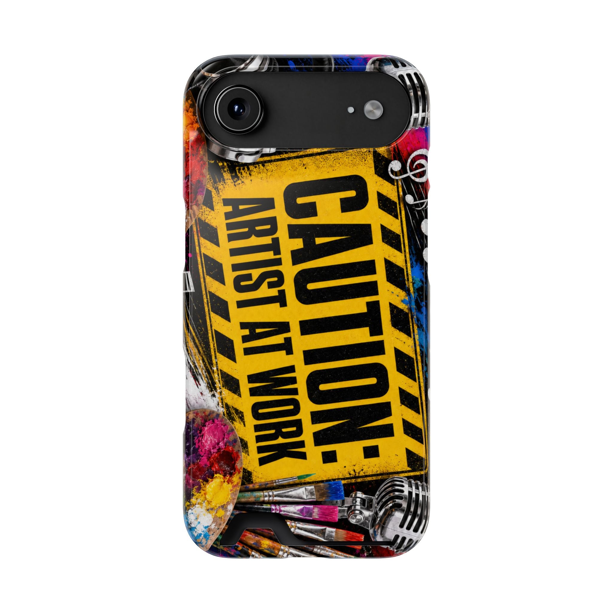 Caution Artist at Work phone case with card holder – view 24