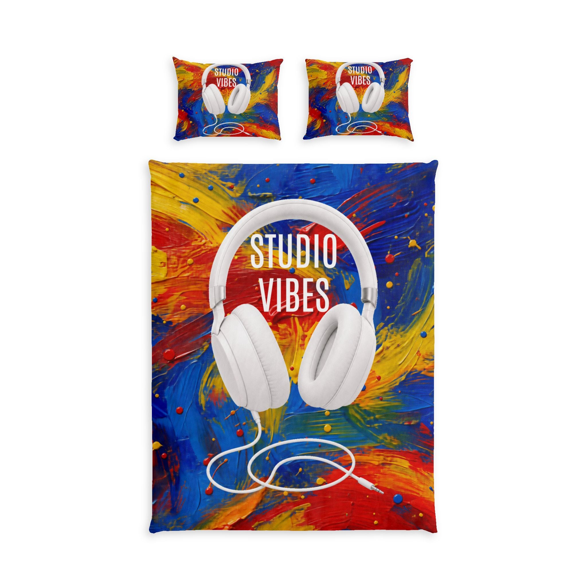 Studio Vibes colorful headphone cotton duvet cover set