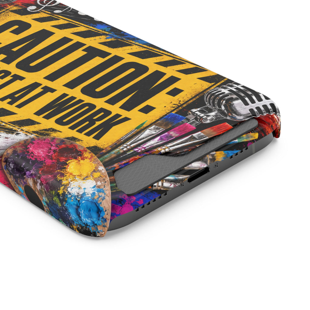Caution Artist at Work phone case with card holder – view 75