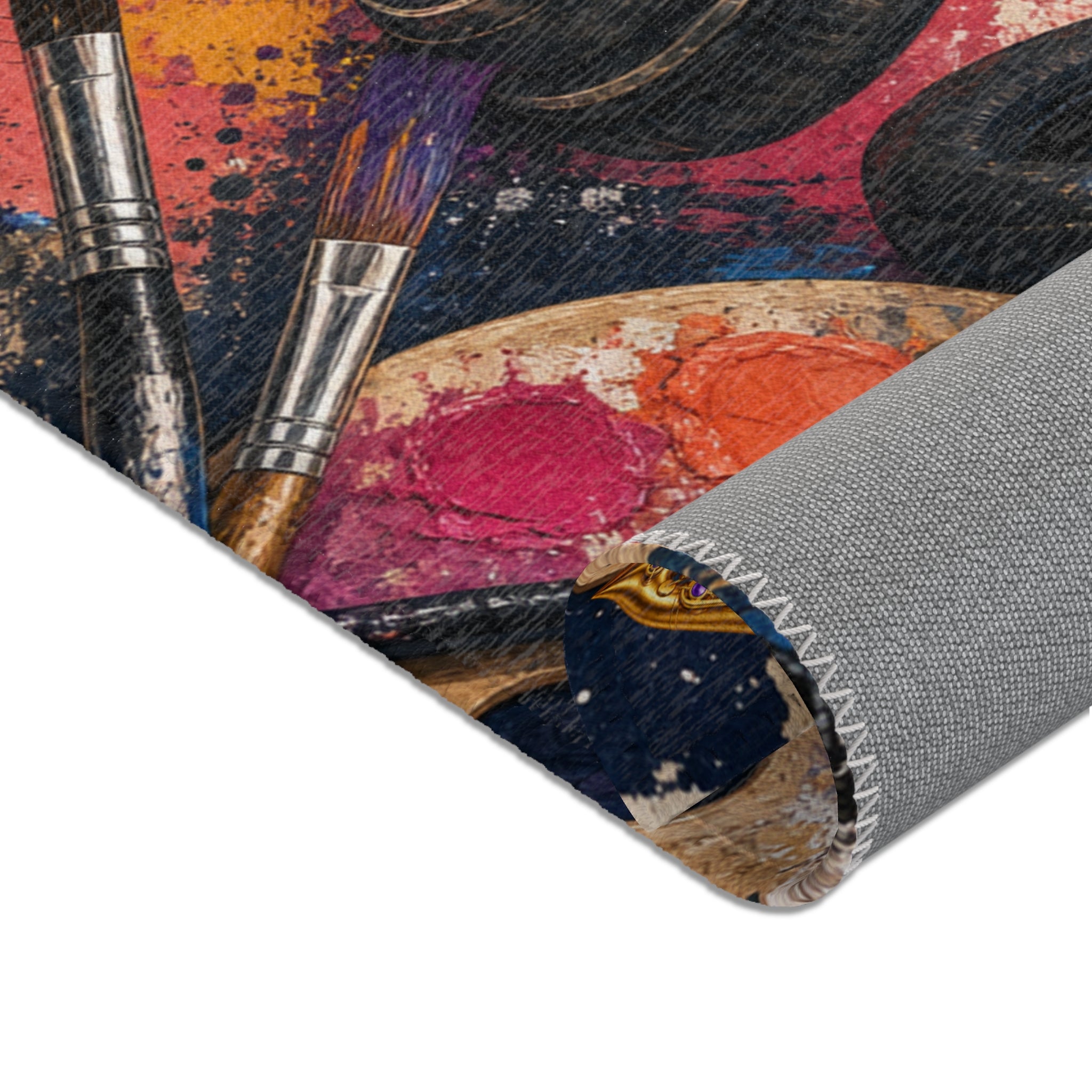 Music and art chenille area rug
