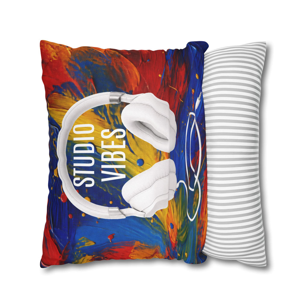 Studio Vibes colorful headphone throw pillow cover